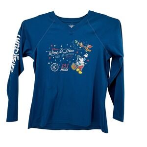 RunDisney Wine & Dine‎ Half Marathon 2019 Womens Shirt XL Blue Long Sleeve